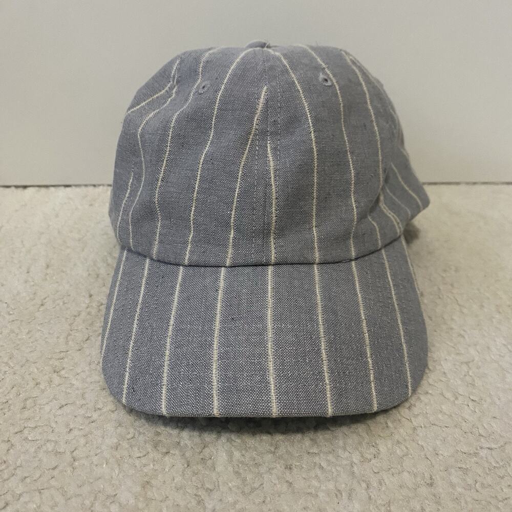 Anthropologie Stripe Baseball Cap Hat Strap Back Blue